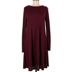 Old Navy Rich Burgundy Long Sleeve Dress Size Medium Tall